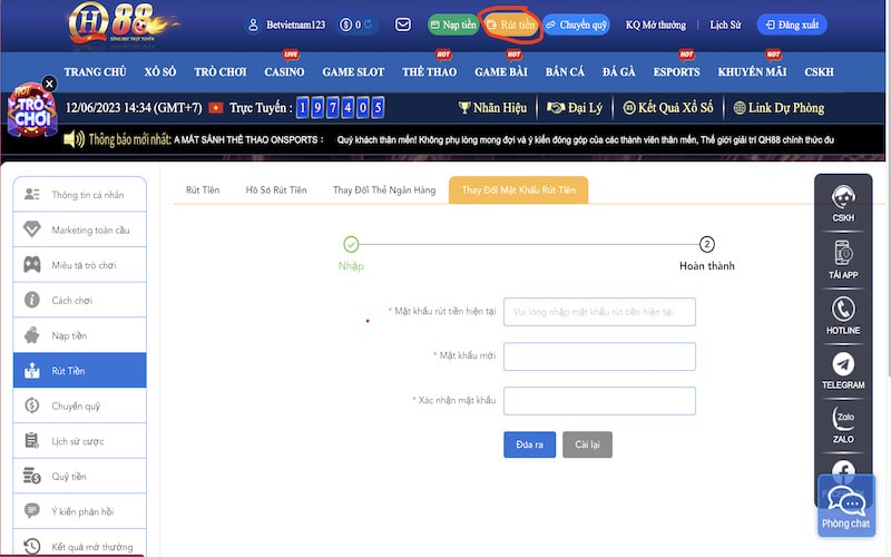 Rút tiền QH88 theo cách cơ bản nhanh chóng