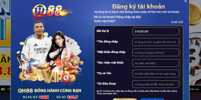 Cách đăng ký QH88 đơn giản và an toàn nhất